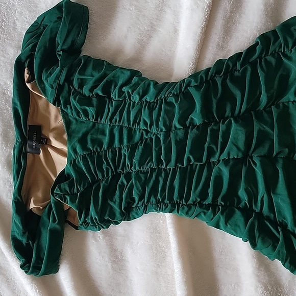 Majorelle emerald green mini dress - Picture 2 of 5